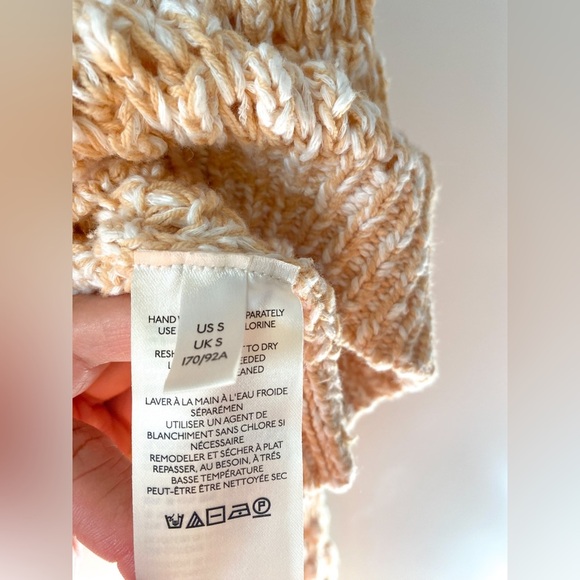 Free People Coconut V-Neck Oversized Cotton Blend Knit Pullover Yellow - Picture 7 of 9